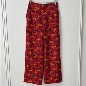 J. Crew Collection 2 Silk Twill Pull-On Pants in Jungle Cat Floral Print